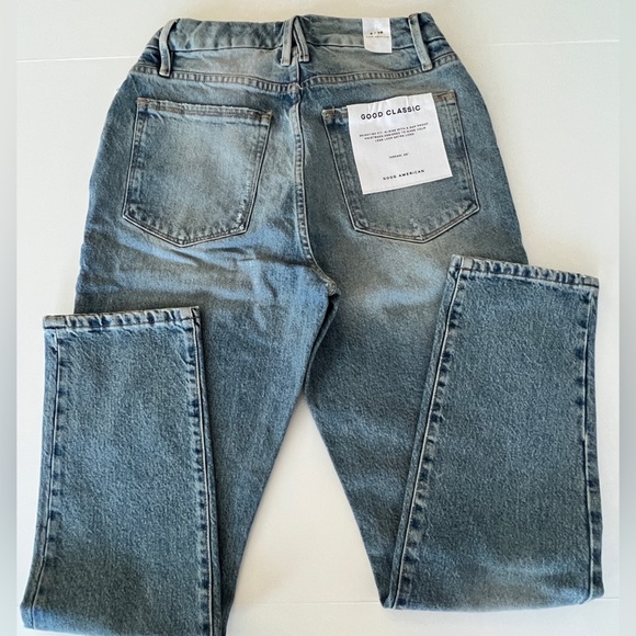 Good American Good Classic High Rise Distressed Jeans, Indigo - Size 26 - Picture 6 of 12